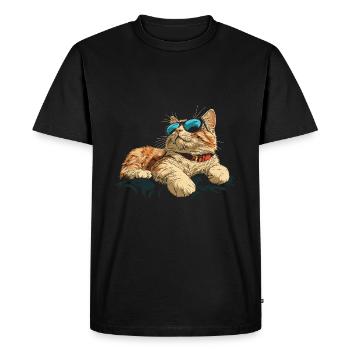 Chat avec des lunettes de soleil - T-shirt Premium bio Homme - noir - Devant - Nico (187cm)