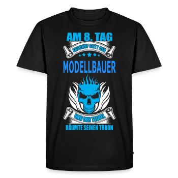 MODELLBAUER - Männer Premium Bio T-Shirt - Schwarz - Vorne - Nico (187cm)