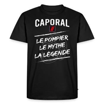 Caporal - le pompier - le sapeur pompier cadeau - T-shirt Premium bio Homme - noir - Devant - Nico (187cm)
