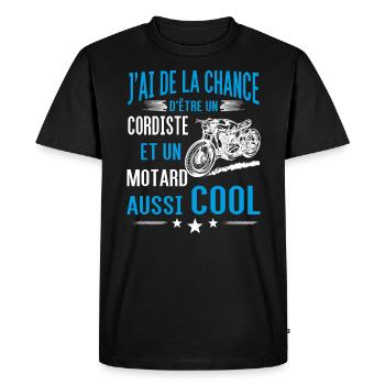 cordiste et motard - T-shirt Premium bio Homme - noir - Devant - Nico (187cm)