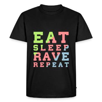 eat sleep rave repeat - T-shirt Premium bio Homme - noir - Devant - Nico (187cm)