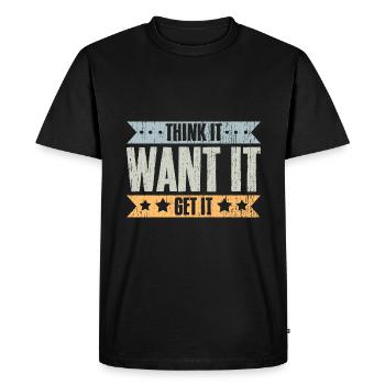 Pensez qu’il veut l’obtenir Vintage Life Manifesting - T-shirt Premium bio Homme - noir - Devant - Nico (187cm)