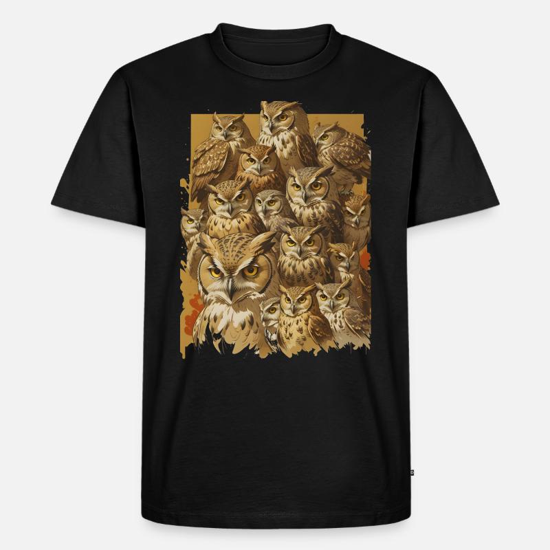 Eulen - Männer Premium Bio T-Shirt - Schwarz
