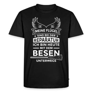 Lustiger Spruch Meine Flügel Reparatur Besen Hexe - Männer Premium Bio T-Shirt - Schwarz - Vorne - Nico (187cm)