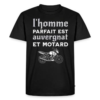 L'Homme Parfait Est Auvergnat Motard - T-shirt Premium bio Homme - noir - Devant - Nico (187cm)
