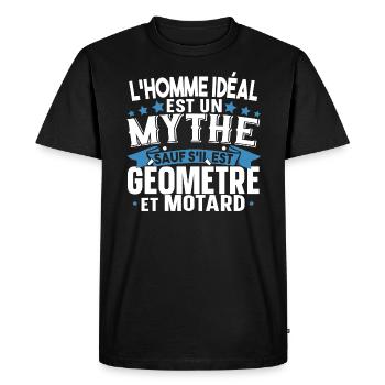 Géomètre Motard Moto Cadeau Homme T-shirt Mug - T-shirt Premium bio Homme - noir - Devant - Nico (187cm)