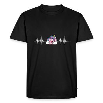 Fantasy Animal Lovers Gift Heartbeat Unicorn - Men's Premium Organic T-Shirt - black - Front - Nico (187cm)