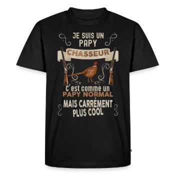 Papy chasseurs de gibier humour chasse - T-shirt Premium bio Homme - noir - Devant - Nico (187cm)