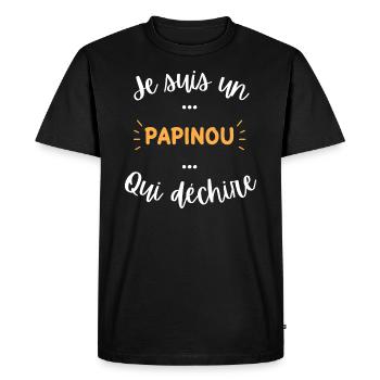 Je suis un papinou qui déchire - T-shirt Premium bio Homme - noir - Devant - Nico (187cm)