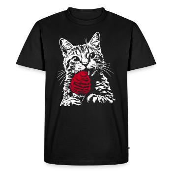 Lustige Katze Eis - Men's Premium Organic T-Shirt - black - Front - Nico (187cm)