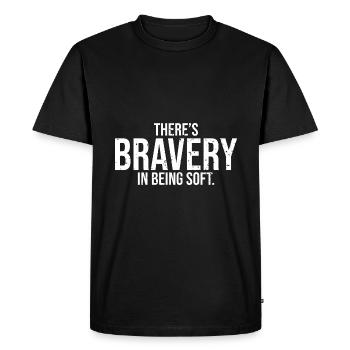 Estime de soi géniale Il y a du courage à être doux - T-shirt Premium bio Homme - noir - Devant - Nico (187cm)