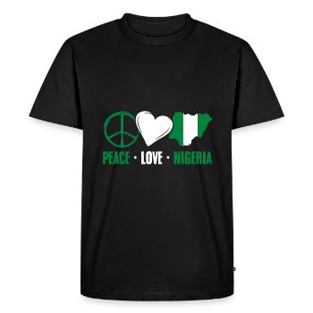 Peace Love Cool Nigeria For Nigerian People - Men's Premium Organic T-Shirt - black - Front - Nico (187cm)