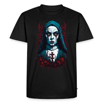 Horror Nun Halloween Creepy - Men's Premium Organic T-Shirt - black - Front - Nico (187cm)