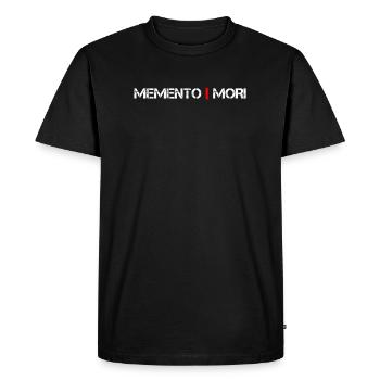 Memento Mori - dicton latin - T-shirt Premium bio Homme - noir - Devant - Nico (187cm)