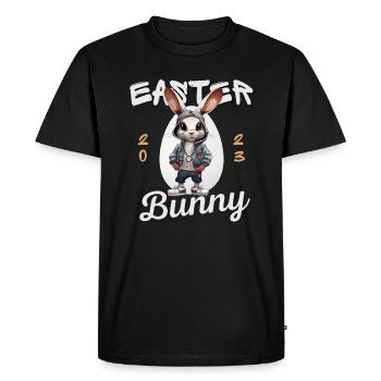 LAPIN DE PÂQUES 2023 (Garantie du prix le plus bas) - T-shirt Premium bio Homme - noir - Devant - Nico (187cm)