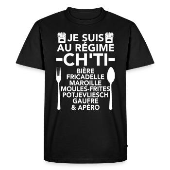 Humour Ch'ti Régime & Apéro Nord Cadeau Spécialité - T-shirt Premium bio Homme - noir - Devant - Nico (187cm)