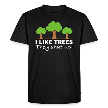 I Like Trees | They keep their mouths shut, sayings - Men's Premium Organic T-Shirt - black - Front - Nico (187cm)