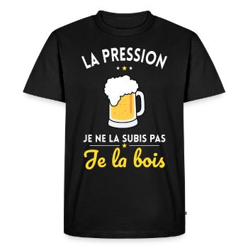 La Pression je ne la Subis Pas - Je la bois - T-shirt Premium bio Homme - noir - Devant - Nico (187cm)