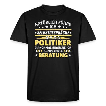 Je me parle à soi-même - Édition politicienne - T-shirt Premium bio Homme - noir - Devant - Nico (187cm)