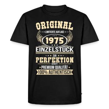 50e anniversaire - Pièce unique originale de 1975 - T-shirt Premium bio Homme - noir - Devant - Nico (187cm)
