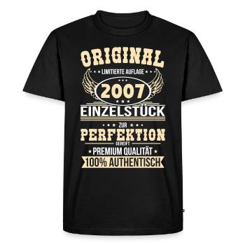 18e anniversaire - Pièce unique originale 2007 - T-shirt Premium bio Homme - noir - Devant - Nico (187cm)