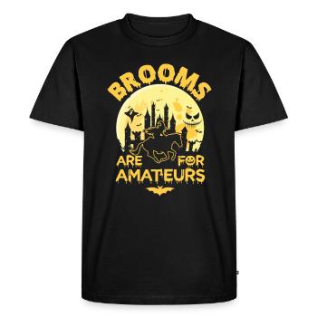 Sorcière à cheval Halloween pleine lune - T-shirt Premium bio Homme - noir - Devant - Nico (187cm)