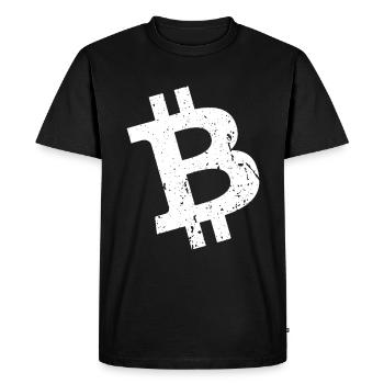 Bitcoin Vintage BTC Symbol - T-shirt Premium bio Homme - noir - Devant - Nico (187cm)