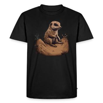 Suricate bébé mangouste Afrique - T-shirt Premium bio Homme - noir - Devant - Nico (187cm)