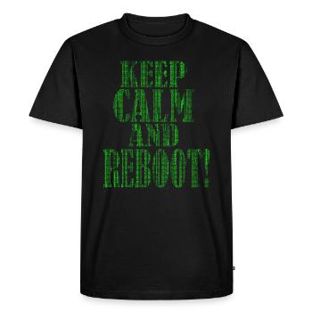 Keep Calm and REBOOT - IT Admin Administrator EDV - Men's Premium Organic T-Shirt - black - Front - Nico (187cm)