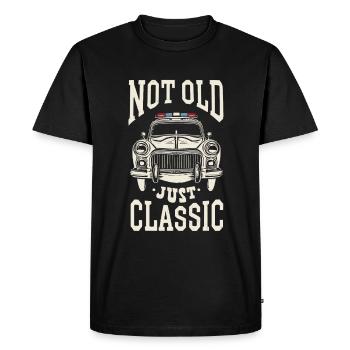 Pas vieux Juste classique - Anniversaire de la police - T-shirt Premium bio Homme - noir - Devant - Nico (187cm)