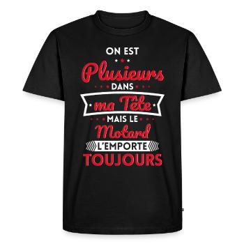 Plusieurs dans tête le Motard l'emporte toujours - T-shirt Premium bio Homme - noir - Devant - Nico (187cm)