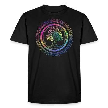 Yoga Arbre de vie Mandala Cadeau ésotérique - T-shirt Premium bio Homme - noir - Devant - Nico (187cm)