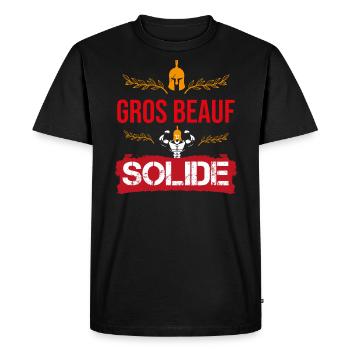 cadeau marrant gros beauf solide spartiate - T-shirt Premium bio Homme - noir - Devant - Nico (187cm)
