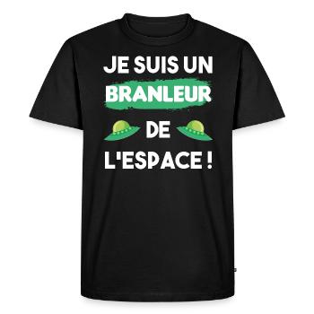 cadeau drôle branleur de l'espace ovni - T-shirt Premium bio Homme - noir - Devant - Nico (187cm)