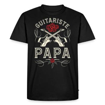 Père Qui Adore La Guitare - Papa Guitariste - T-shirt Premium bio Homme - noir - Devant - Nico (187cm)