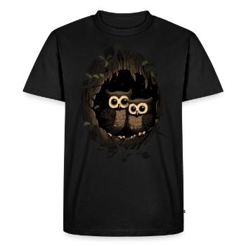 Owl Animal Baby Owls Bird Chick Forest Nature - Men's Premium Organic T-Shirt - black - Front - Nico (187cm)