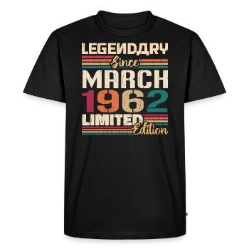 Mars 1962 Vintage Born Vintage Anniversaire - T-shirt Premium bio Homme - noir - Devant - Nico (187cm)