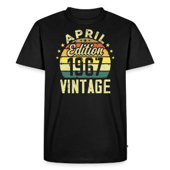 Vintage April 1967 - Birthday Gift 1967 - Men's Premium Organic T-Shirt - black - Front - Nico (187cm)