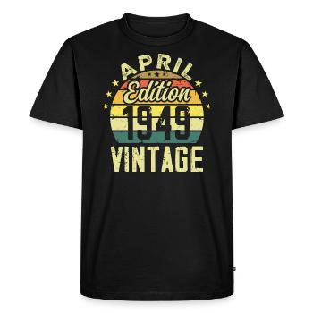 Millésime Avril 1949 - Cadeau Anniversaire 1949 - T-shirt Premium bio Homme - noir - Devant - Nico (187cm)