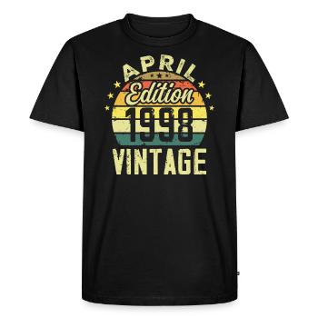 Millésime Avril 1998 - Cadeau Anniversaire 1998 - T-shirt Premium bio Homme - noir - Devant - Nico (187cm)
