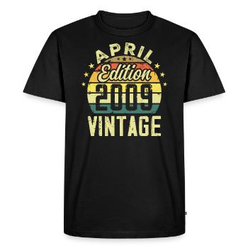 Millésime Avril 2009 - Cadeau Anniversaire 2009 - T-shirt Premium bio Homme - noir - Devant - Nico (187cm)