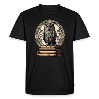 Livre Hibou - T-shirt Premium bio Homme - noir - Devant - Nico (187cm)
