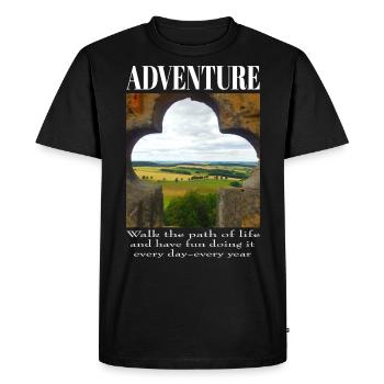Adventure castle window with a view of the countryside - Men's Premium Organic T-Shirt - black - Front - Nico (187cm)