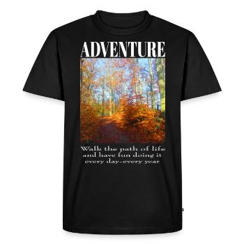 Adventure - Path through the autumn forest - Men's Premium Organic T-Shirt - black - Front - Nico (187cm)