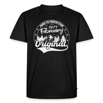Février 1971 Cadeau d’anniversaire Février 1971 - T-shirt Premium bio Homme - noir - Devant - Nico (187cm)