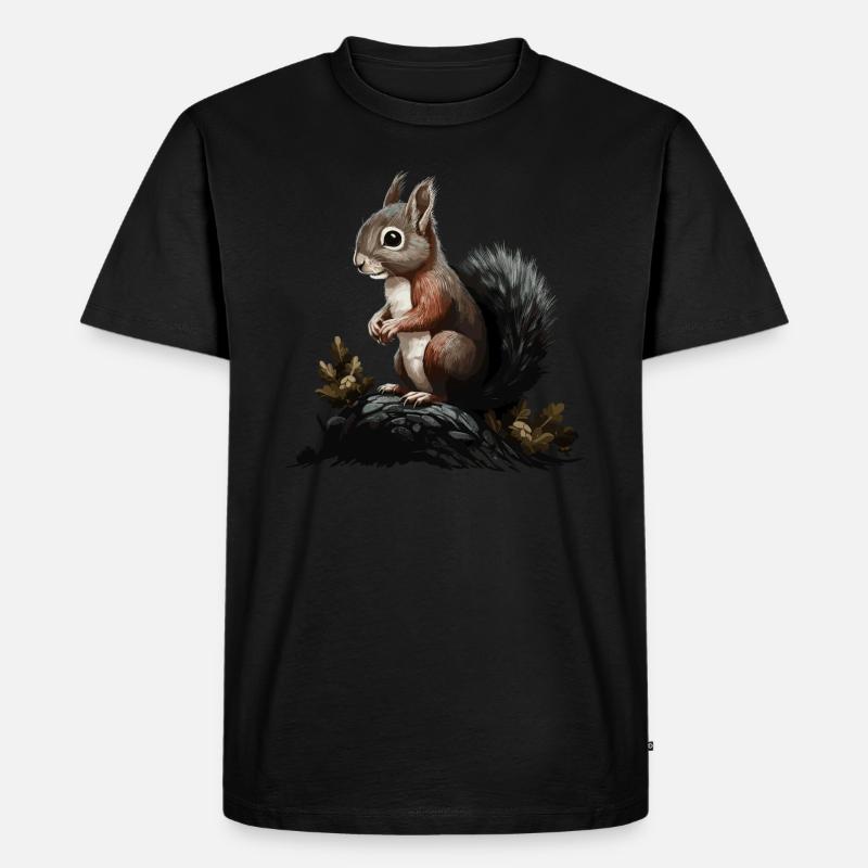 Eichhörnchen Wald Baumhörnchen Hörnchen - Männer Premium Bio T-Shirt - Schwarz