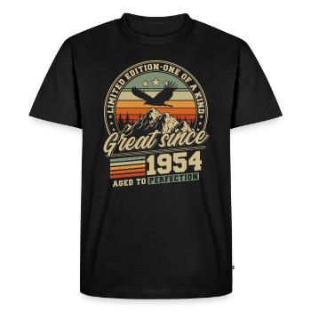 Grand depuis 1954 Millésime 1954 Millésime - T-shirt Premium bio Homme - noir - Devant - Nico (187cm)