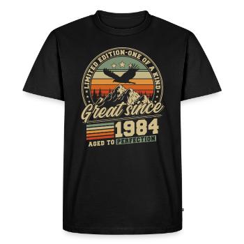 Great Since 1984 Vintage 1984 Vintage - Men's Premium Organic T-Shirt - black - Front - Nico (187cm)