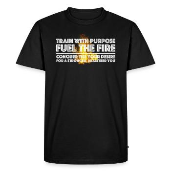Entraînez-vous de manière ciblée et allumez le feu | Aptitude - T-shirt Premium bio Homme - noir - Devant - Nico (187cm)