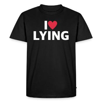 J’aime mentir | Des dictons drôles, des sarcasmes - T-shirt Premium bio Homme - noir - Devant - Nico (187cm)
